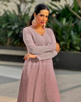 Rosea Reverie Chikankari & Mukaish Ombré Kurta Set (Set of 3)